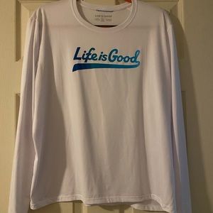 Life Is Good White Long-Sleeved Active Tee, size XL